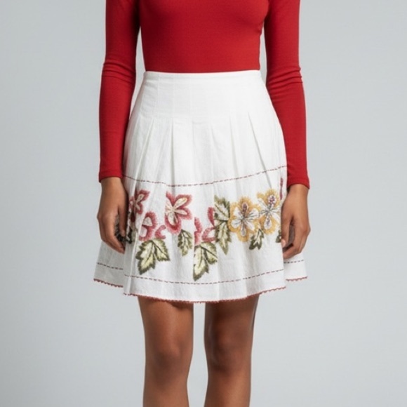 Sunny Leigh Vintage Embroidered Floral Skirt – Size 4P - Picture 2 of 12